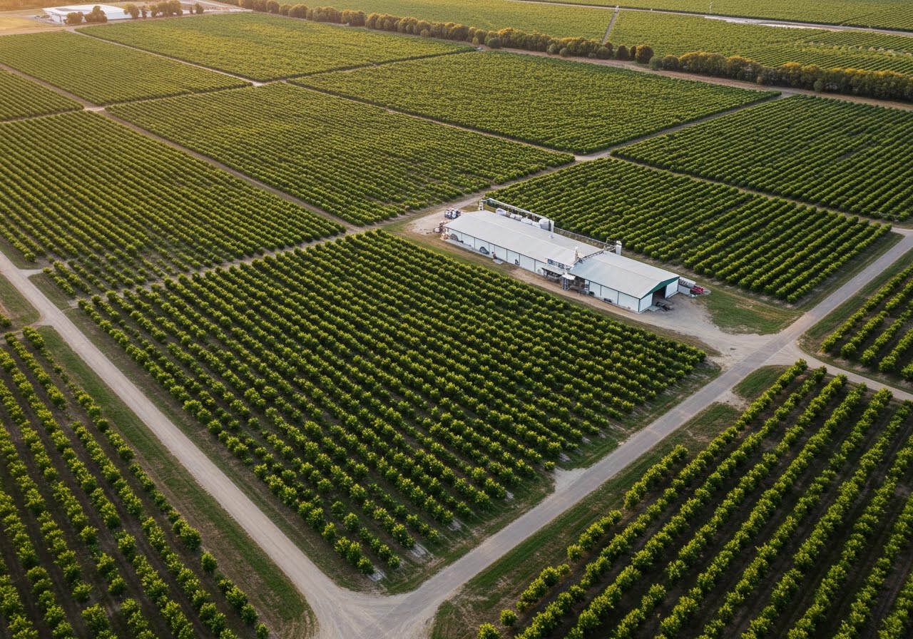 A large commercial orchard with analytics